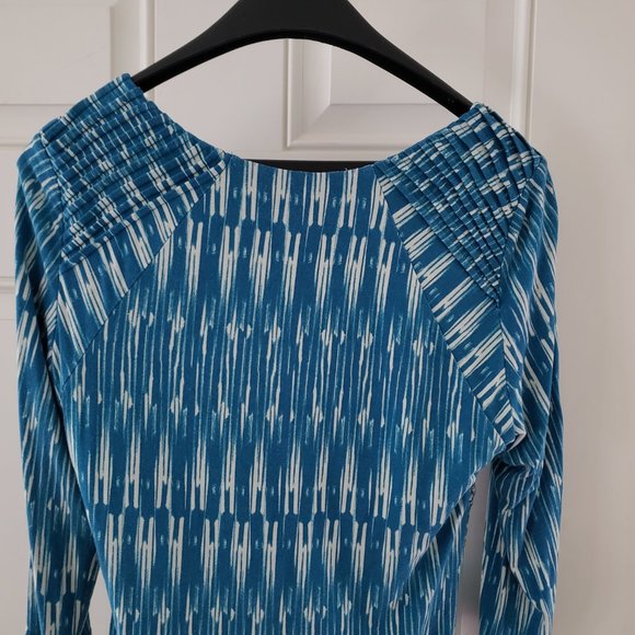 Blue Blouse with Asymmetrical, Draping Neckline by TART - Picture 5 of 6